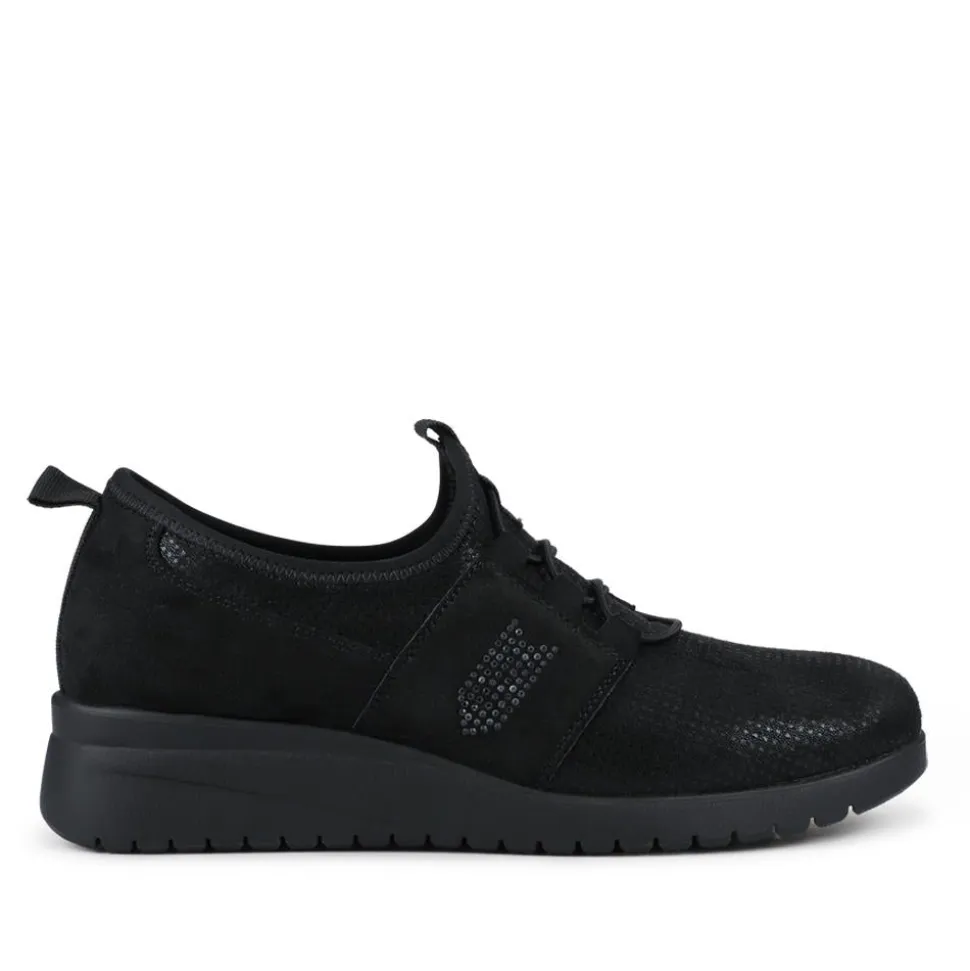 Extra Cushioned Wedge Heel Slip-On Shoes - Black