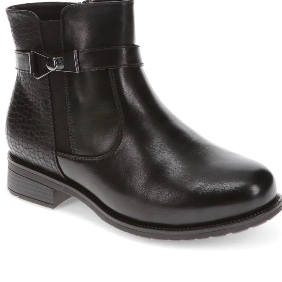 Extra-Wide Buckled Ankle Boots - Black