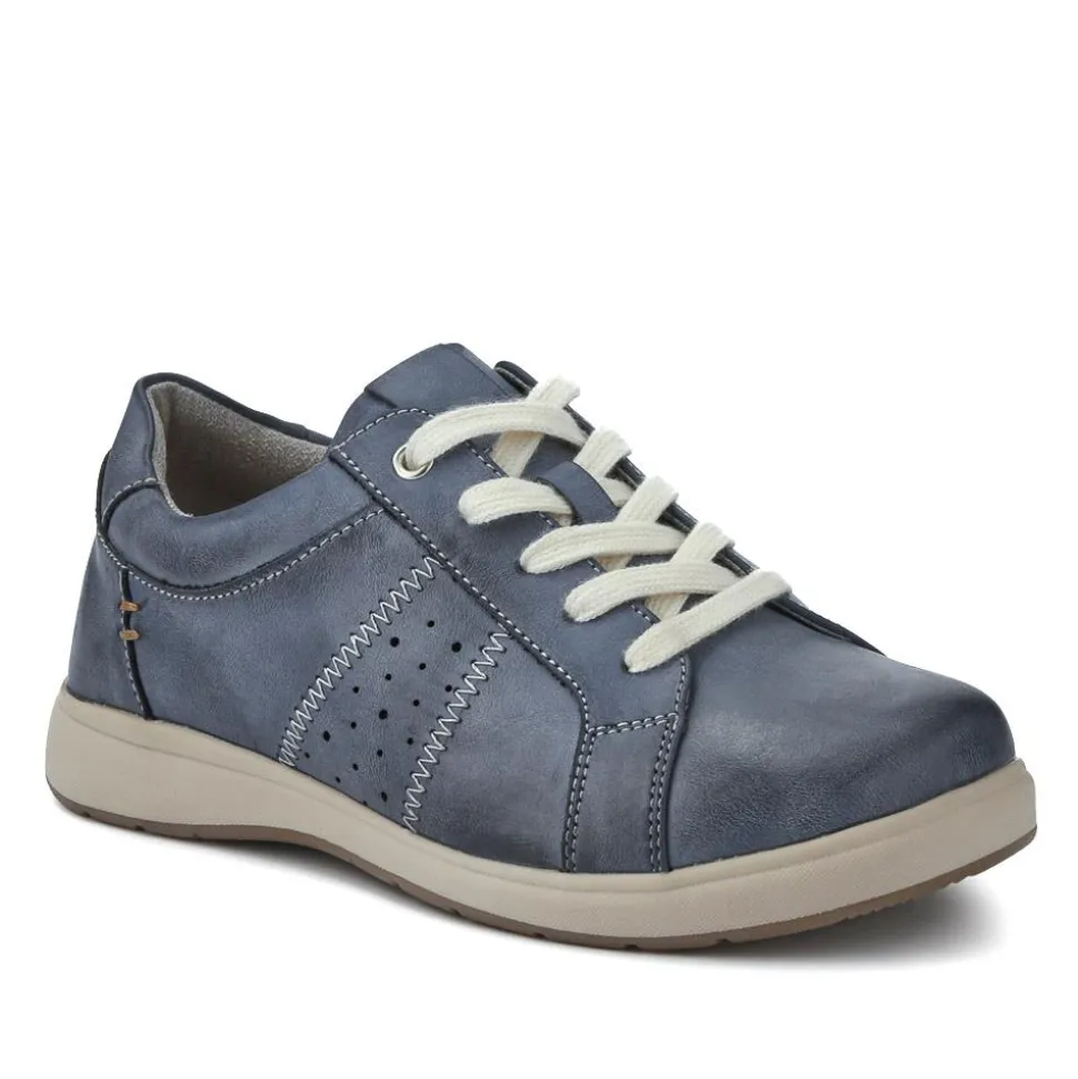 Extra-Wide Casual Lace-Up Shoes - Denim