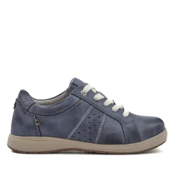Extra-Wide Casual Lace-Up Shoes - Denim