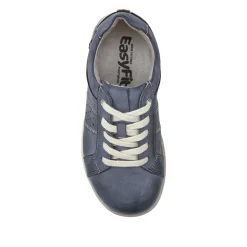 Extra-Wide Casual Lace-Up Shoes - Denim