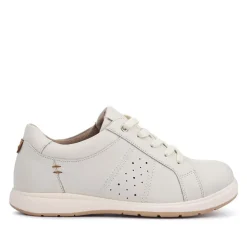 Extra-Wide Casual Lace-Up Shoes - Off White