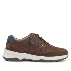 Extra-Wide Dual-Fit Leather Trainers - Brown