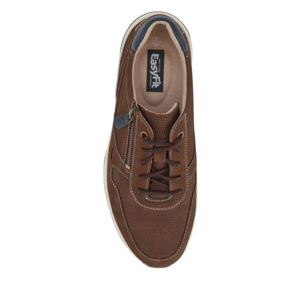 Extra-Wide Dual-Fit Leather Trainers - Brown