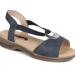 Extra-Wide Elasticated Sandals - Navy