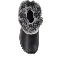 Extra-Wide Faux-Fur Cuff Ankle Boots - Black