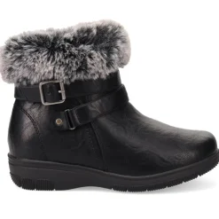 Extra-Wide Faux-Fur Cuff Ankle Boots - Black