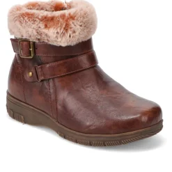 Extra-Wide Faux-Fur Cuff Ankle Boots - Brown