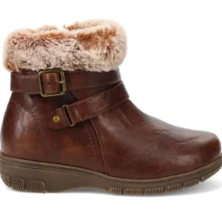 Extra-Wide Faux-Fur Cuff Ankle Boots - Brown