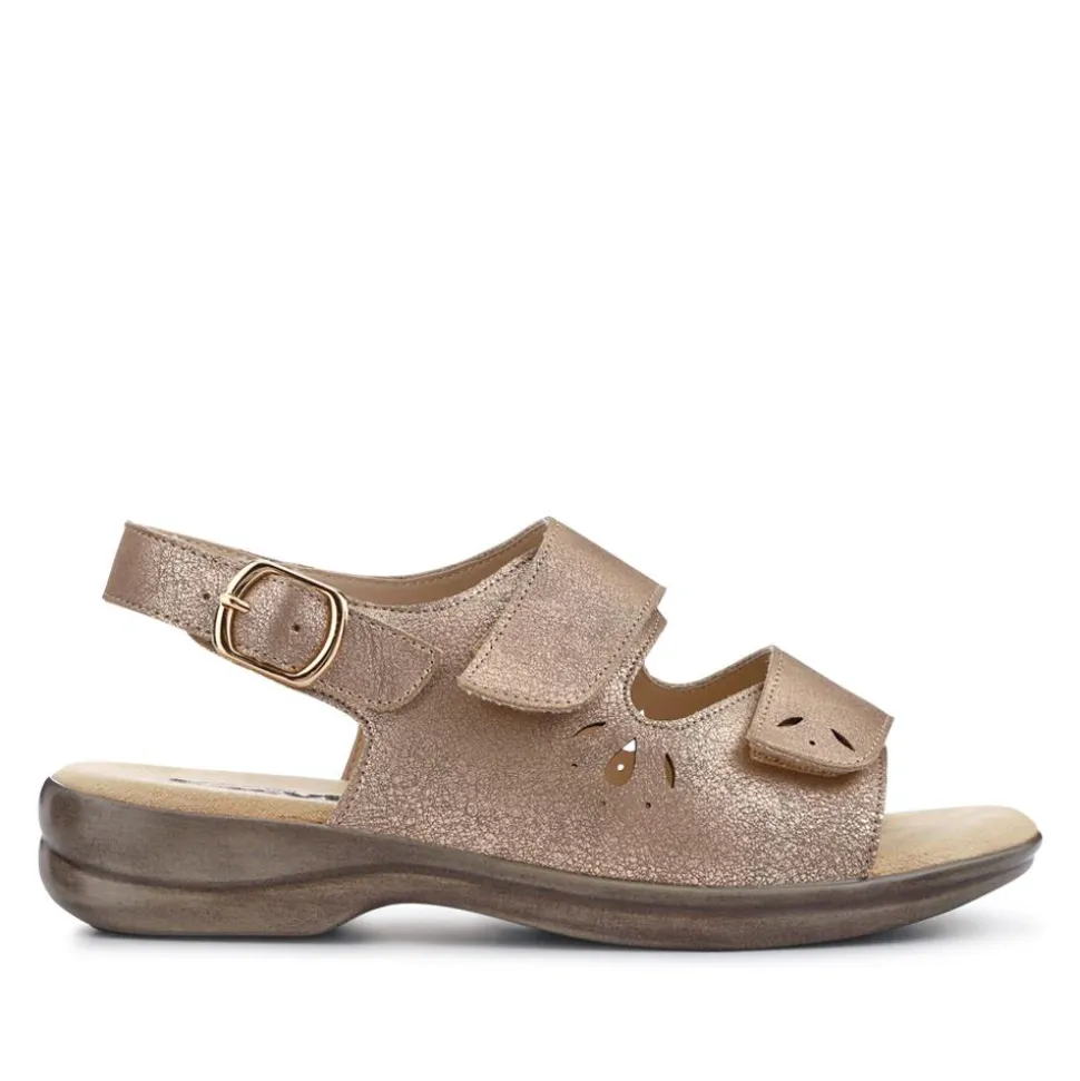 Extra-Wide Fit Adjustable Slingback Sandals - Gold