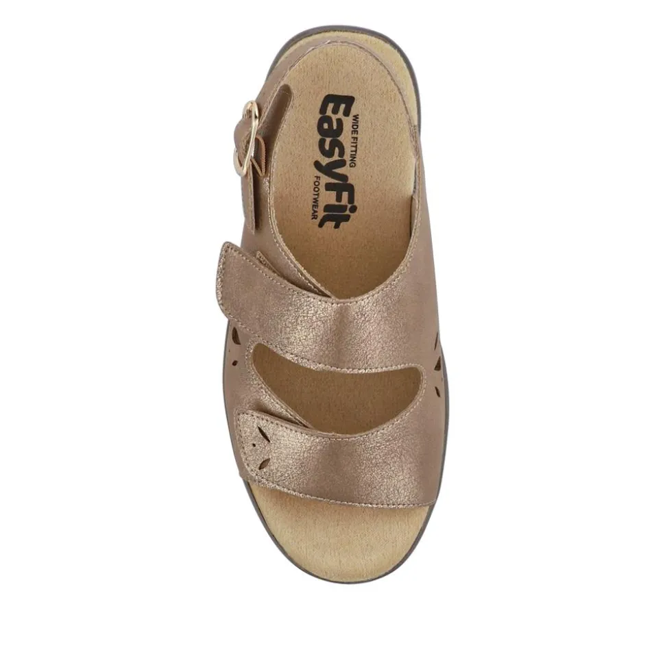 Extra-Wide Fit Adjustable Slingback Sandals - Gold