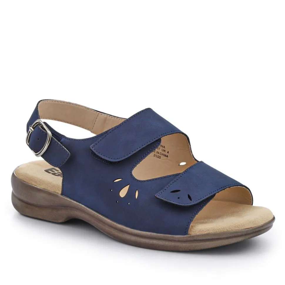 Extra-Wide Fit Adjustable Slingback Sandals - Navy