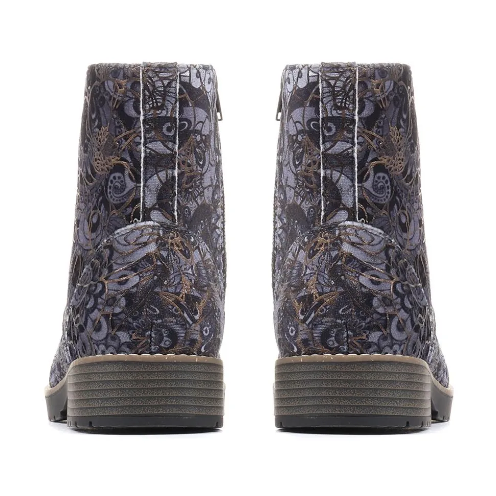 Extra-Wide Fit Boots - Navy Floral