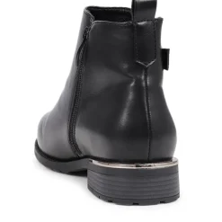 Extra-Wide Fit Buckle Detail Ankle Boots - Black