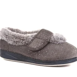 Extra-Wide Fit Cosy Slippers - Grey