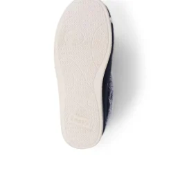 Extra-Wide Fit Faux-Fur Flower Slippers - Navy