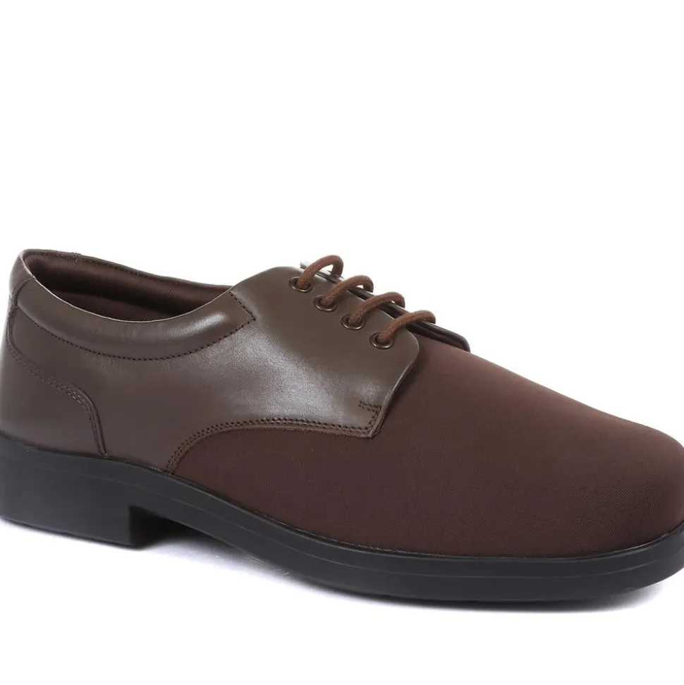 Extra Wide Fit Lace-Up Derby Shoe - Brown
