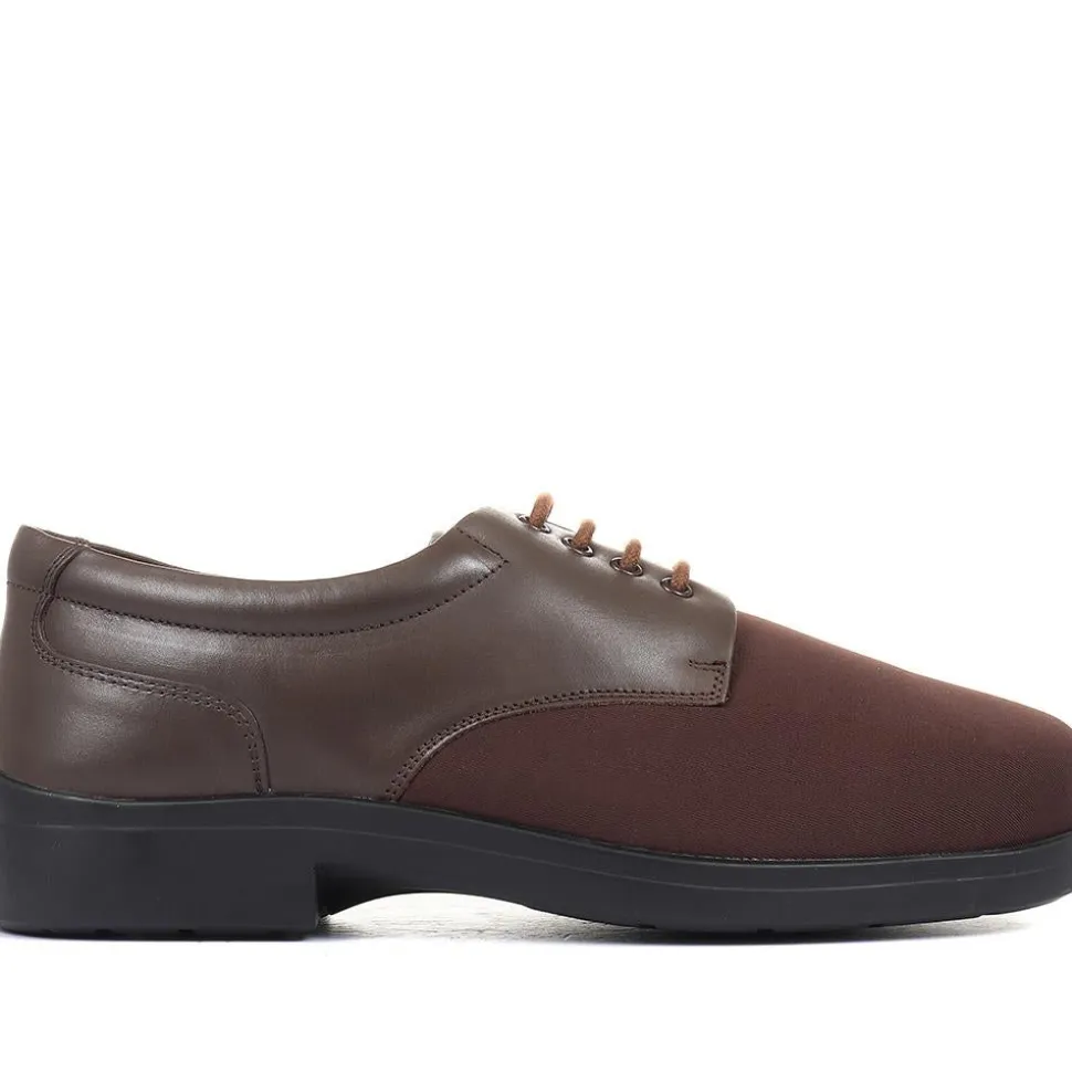 Extra Wide Fit Lace-Up Derby Shoe - Brown