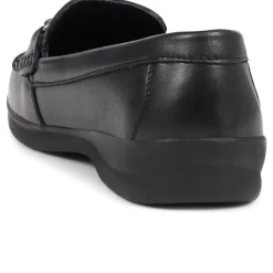 Extra-Wide Fit Leather Loafers - Black