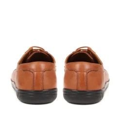 Extra Wide Fit Leather Shoes - Dark Tan