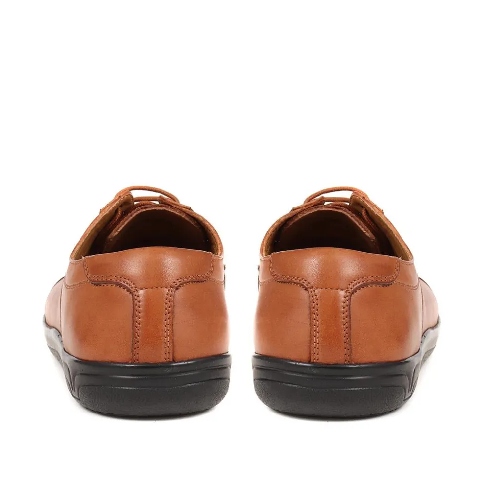 Extra Wide Fit Leather Shoes - Dark Tan