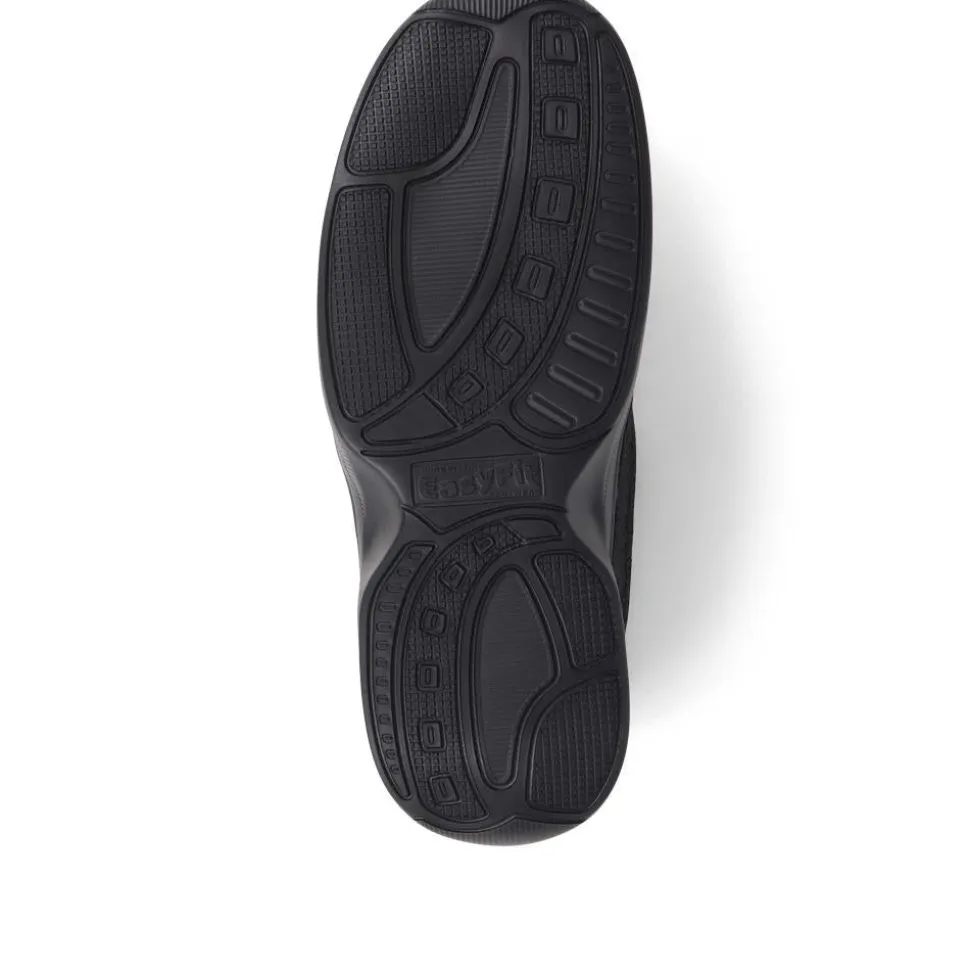 Extra Wide Fit Leather Slip-On Shoes - Black Floral