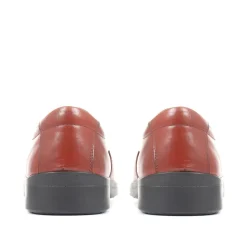 Extra Wide Fit Leather Slip On Shoes - Tan