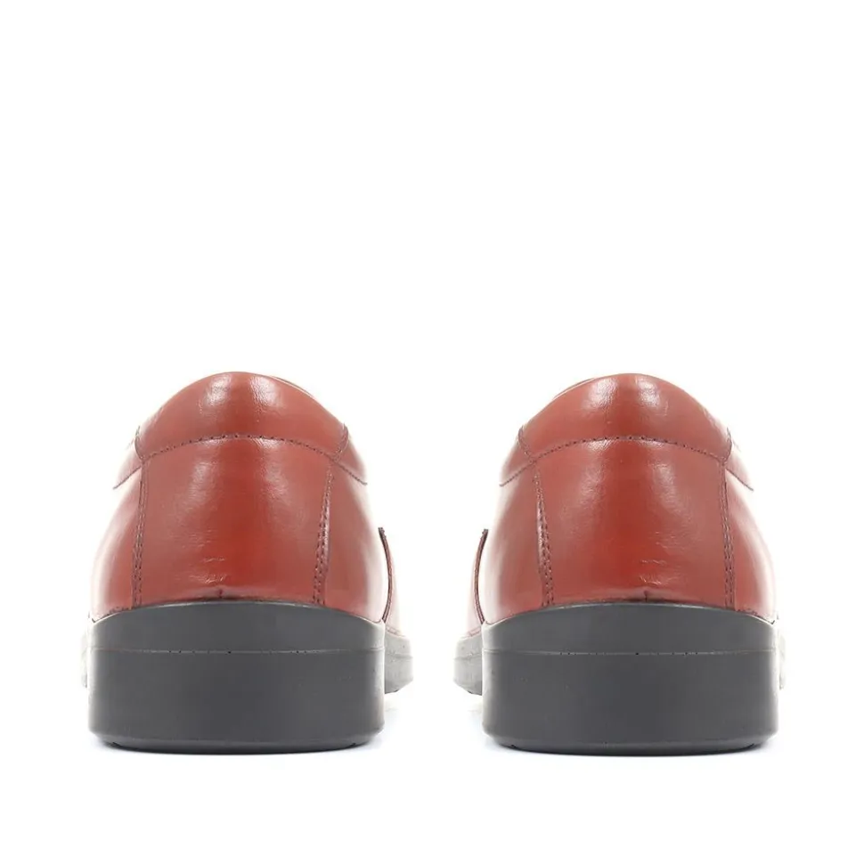 Extra Wide Fit Leather Slip On Shoes - Tan