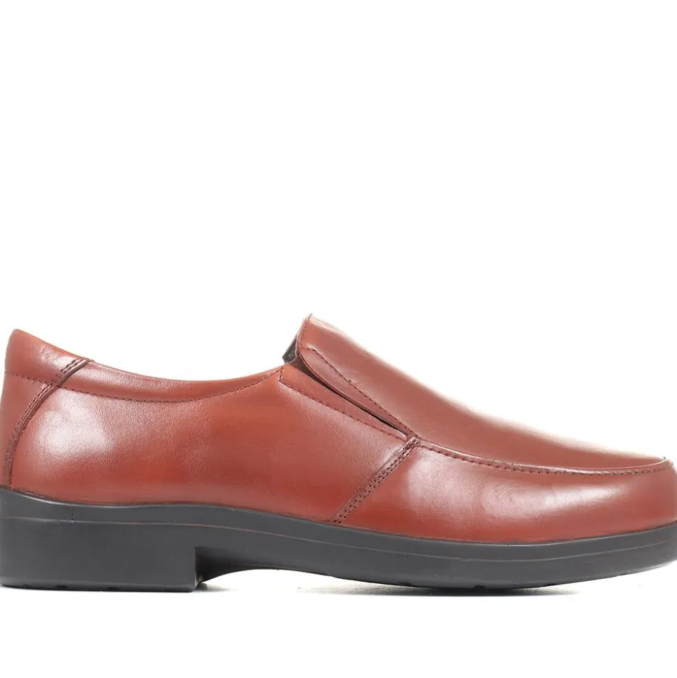 Extra Wide Fit Leather Slip On Shoes - Tan