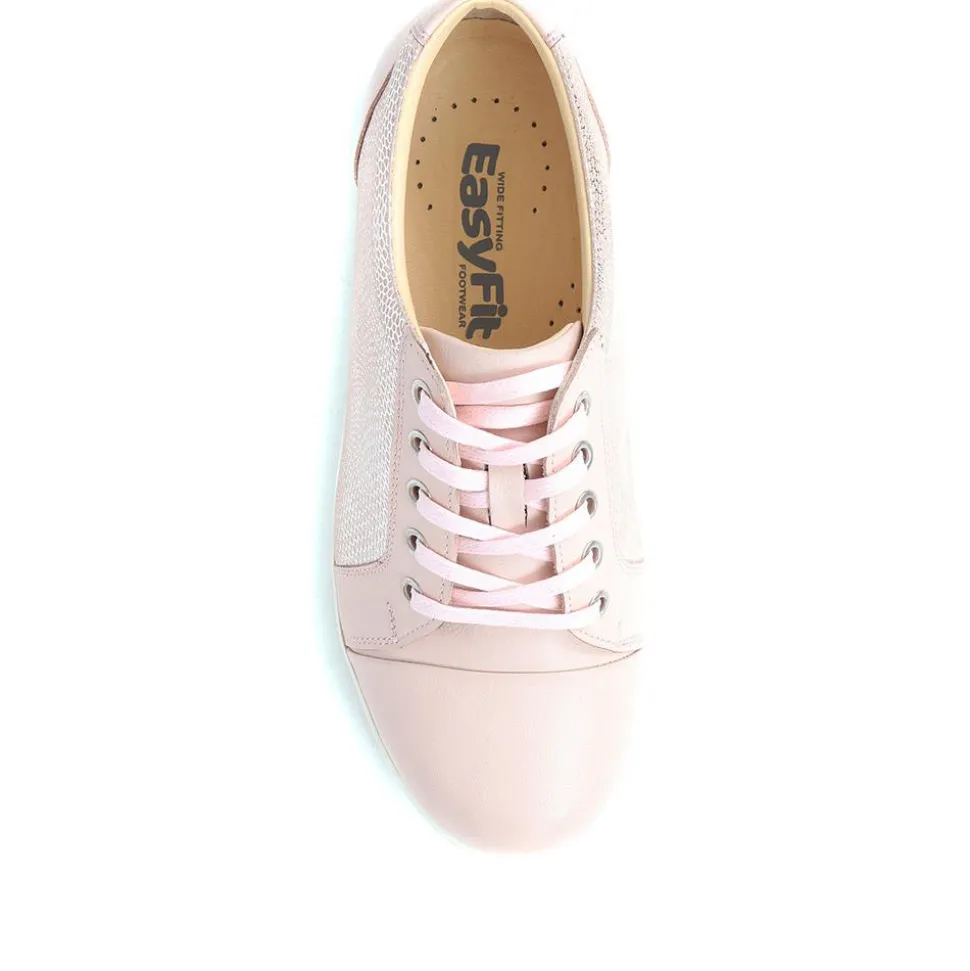 Extra Wide Fit Leather Trainers - Light Pink