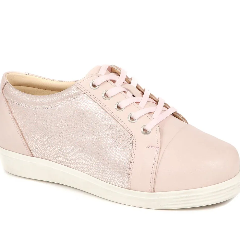 Extra Wide Fit Leather Trainers - Light Pink