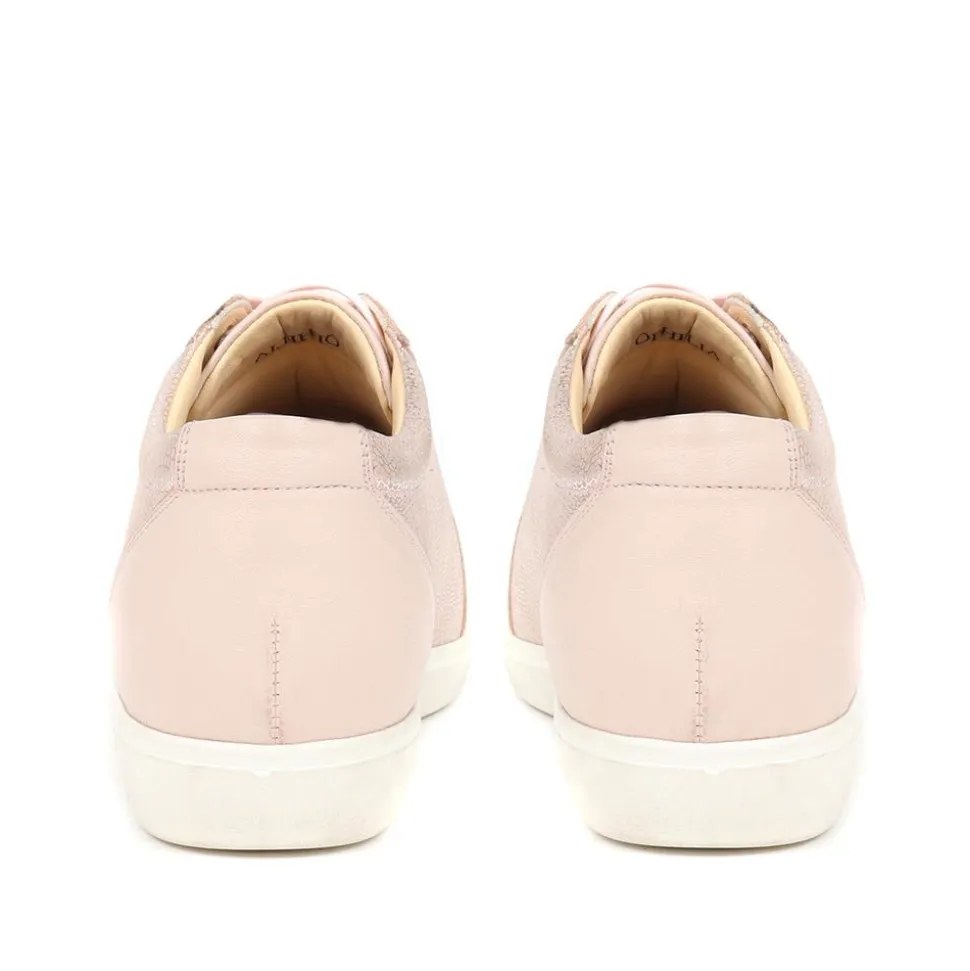 Extra Wide Fit Leather Trainers - Light Pink