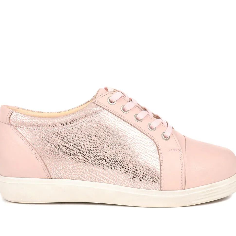 Extra Wide Fit Leather Trainers - Light Pink