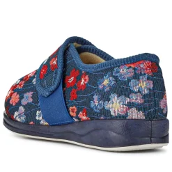 Extra-Wide-Fit Memory Foam Slippers - BLUE FLORAL