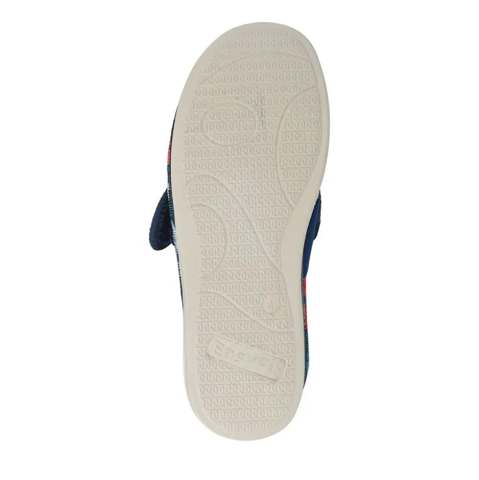 Extra-Wide-Fit Memory Foam Slippers - BLUE FLORAL