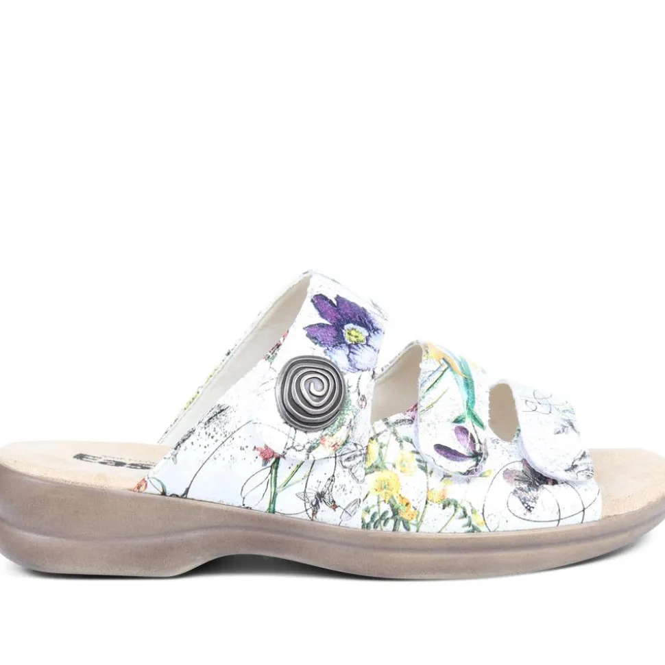Extra Wide Fit Sandals - Silver Floral
