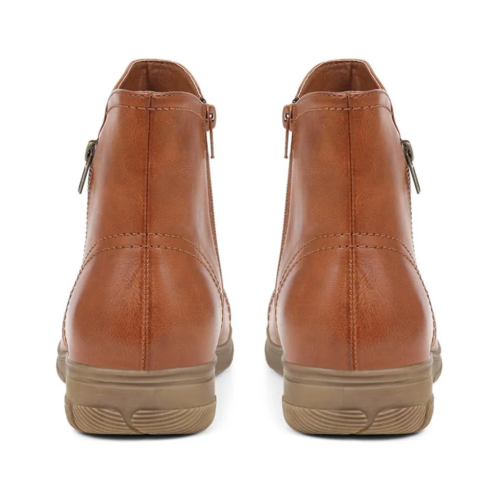 Extra-Wide Fit Smart Ankle Boots - Tan