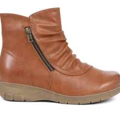 Extra-Wide Fit Smart Ankle Boots - Tan