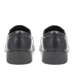Extra Wide Fit Smart Leather Slip-Ons - Black