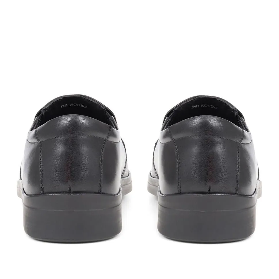Extra Wide Fit Smart Leather Slip-Ons - Black