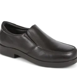 Extra Wide Fit Smart Leather Slip-Ons - Black