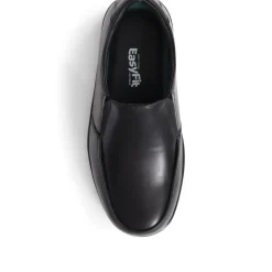 Extra Wide Fit Smart Leather Slip-Ons - Black