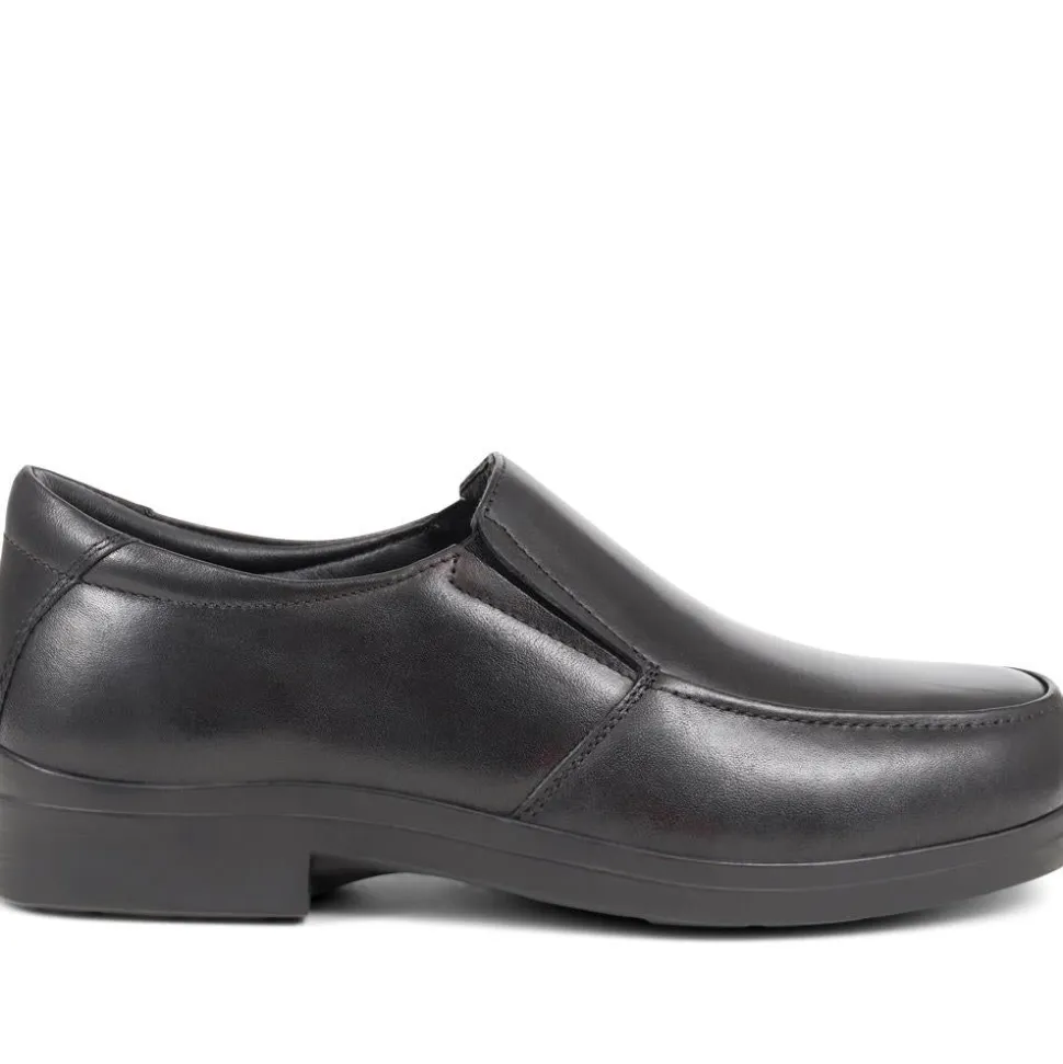 Extra Wide Fit Smart Leather Slip-Ons - Black
