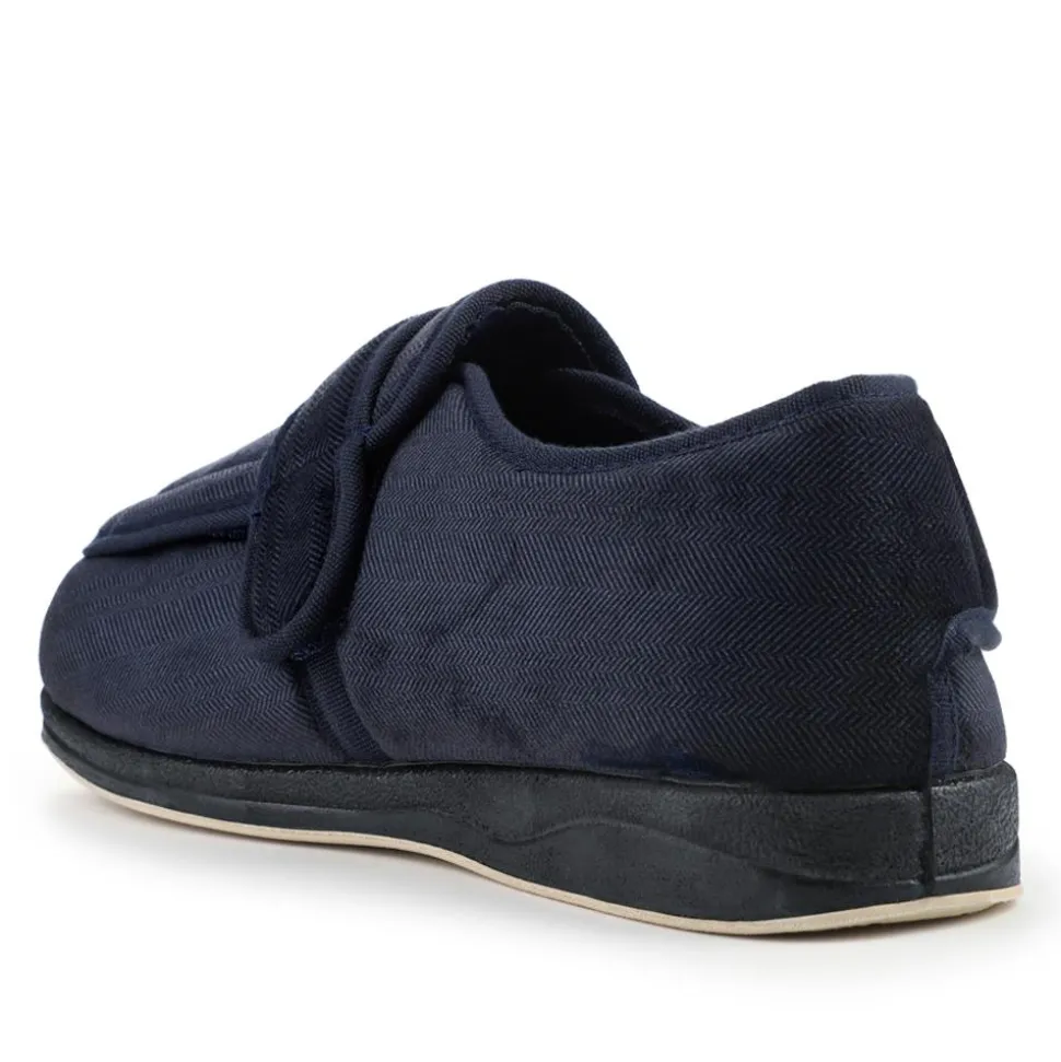 Extra-Wide-Fit Touch-Fastening Slippers - Navy
