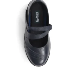 Extra Wide Fit Touch Fasten Leather Mary Janes - Navy