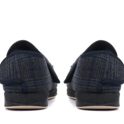 Extra Wide Fully Adjustable Slippers - Navy Multi