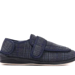 Extra Wide Fully Adjustable Slippers - Navy Multi