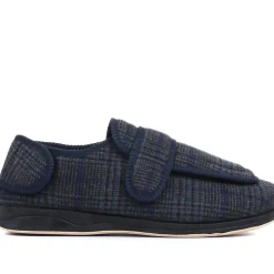 Extra Wide Fully Adjustable Slippers - Navy Multi