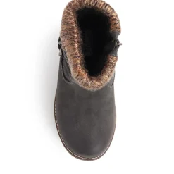 Extra-Wide Knitted Cuff Ankle Boots - Grey