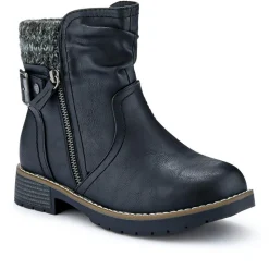 Extra-Wide Knitted Cuff Boots - Black